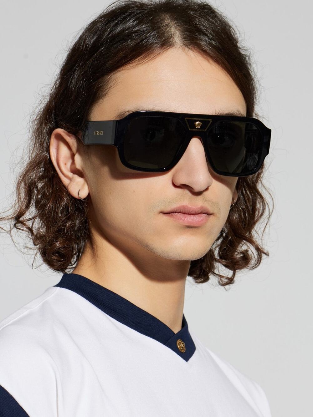 New Versace VE4508U GB1/87 Sunglasses Black with Gold Medusa Accent Authentic